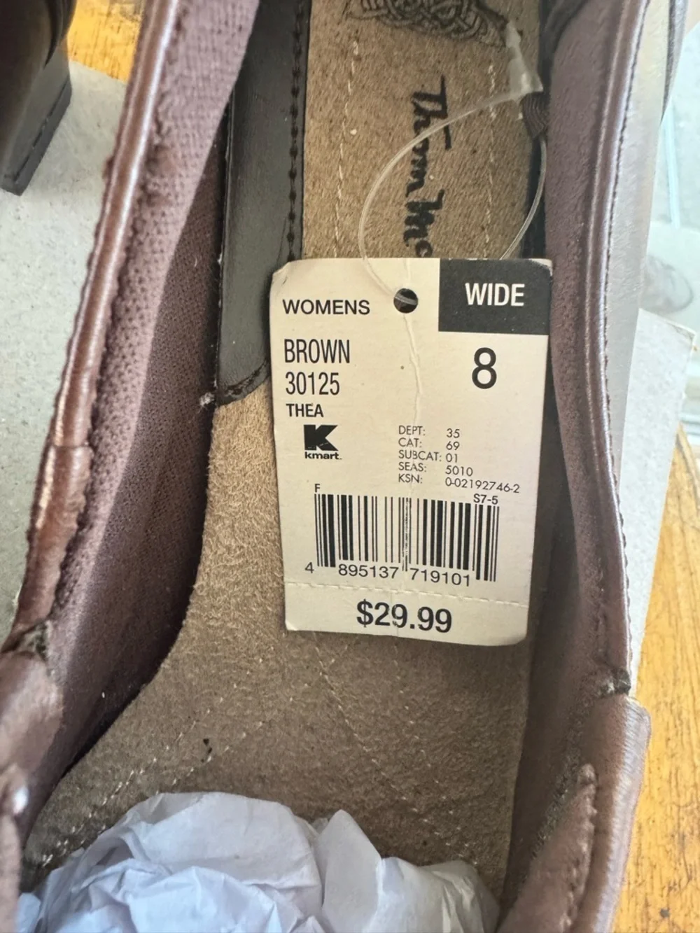 Thom McAn Thea Brown Leather Loafers 8 Wide Block Heel Y2K Square Toe NWT - Picture 9 of 14